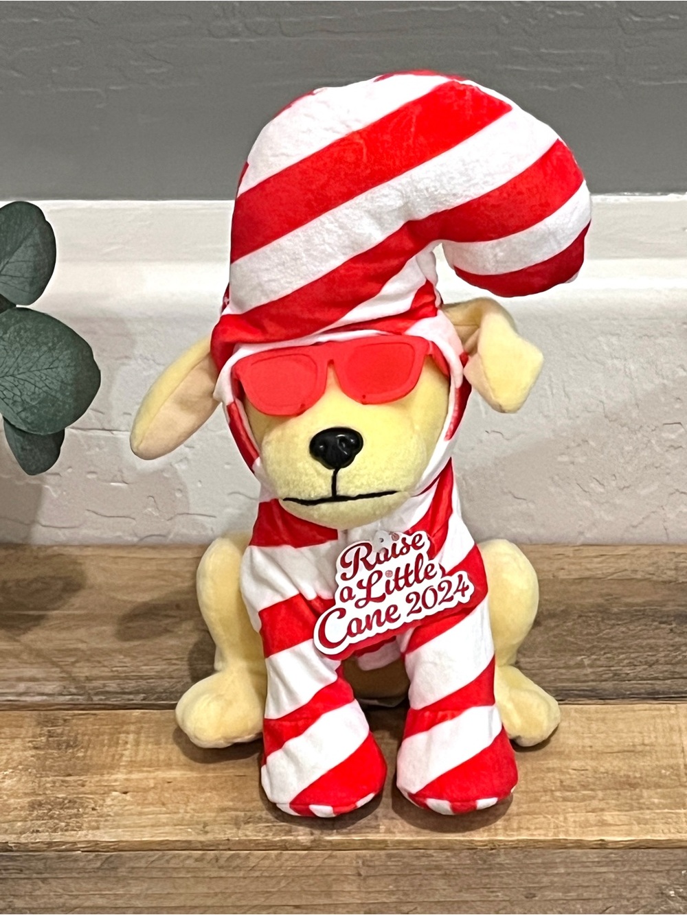 Raising Cane's 2024 Limited Edition Candy Cane Plush Puppy 10”